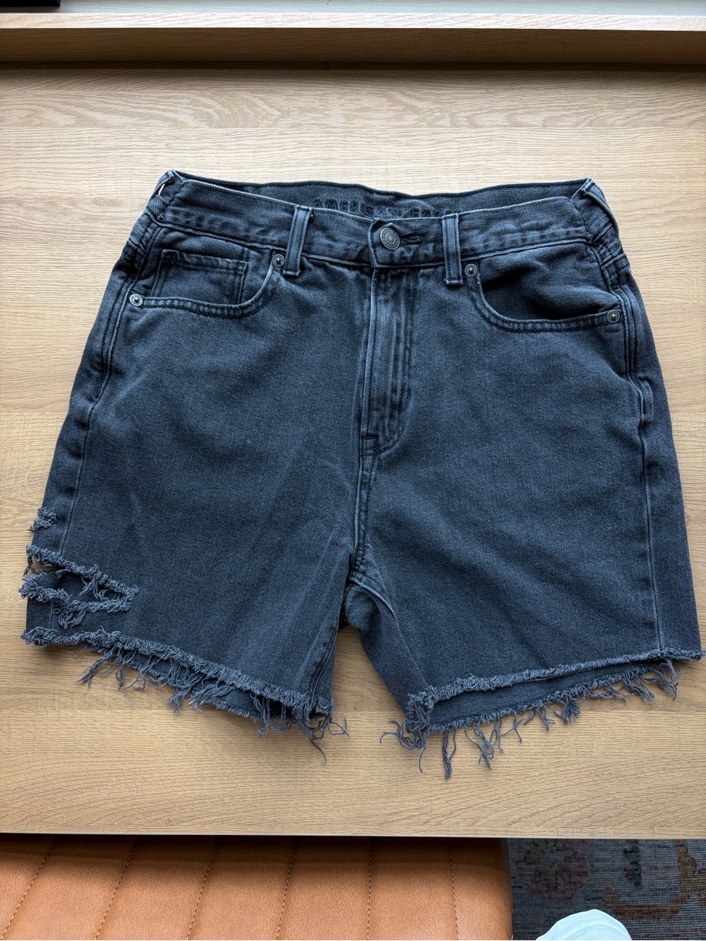 American Eagle Washed Black Denim Shorts